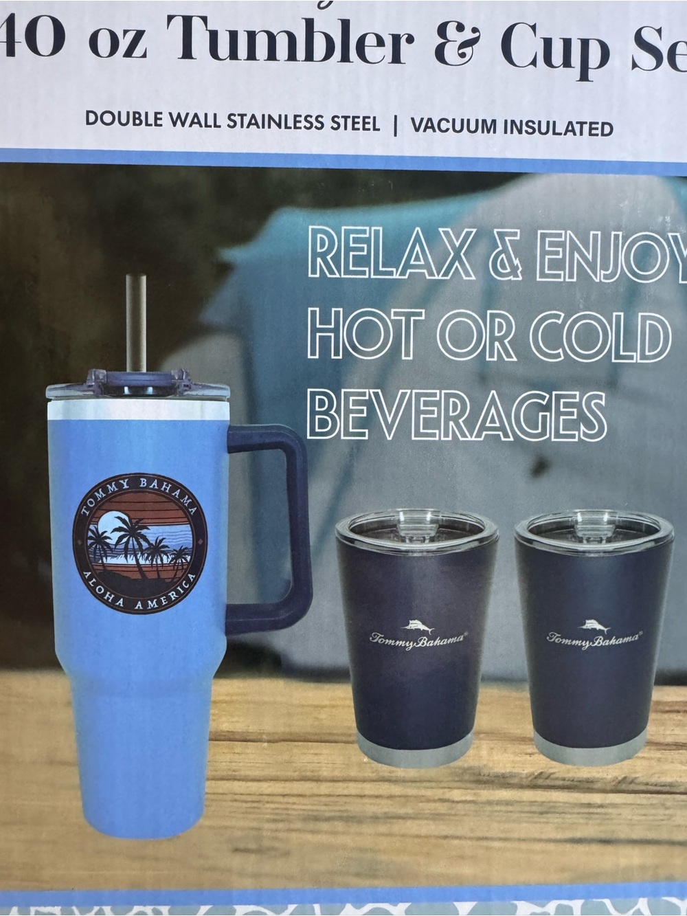 Tommy Bahama 40 oz Tumbler & Cup Set